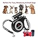 Retractable Dog Leash with Bright Flashlight for Small to Medium Breed Dogs, 16 ft Dog Walking Leash, Tangle Free Nylon Cord, Comfortable Grip, One Button Brake & Lock, Dog Waste Dispenser & Bags Incl