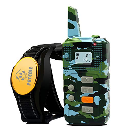 Peteme Shock Collar for Dogs, Dog Training Shock Collar Rechargeable with Beep/Vibration/Shock,100% Waterproof, 1200 ft Remote Trainer Range Collar for Small Medium Large Dogs.