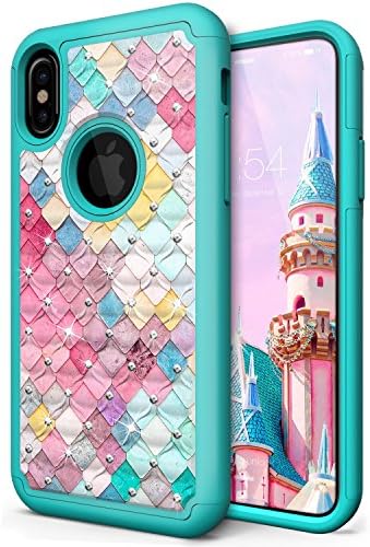 iPhone X Case, Anwish [Creative] Studded Rhinestone Crystal Bling Hybrid Totem Series Armor Defender Protective Case Cover for iPhone X (G)