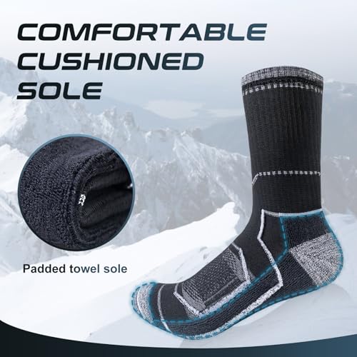 inaWarm Men's Cotton Hiking Socks, 5 Pairs, Cushioned and Breathable | 85% cotton with full cushioning and breathable mesh; moisture-wicking crew socks for walking, trekking, work and sports