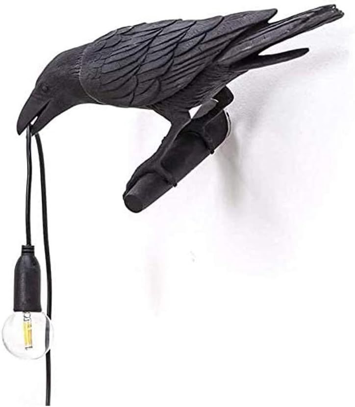 WHCQ Bird Lamp Table Lamp Playing Raven/Applique, Design Raven Bird Nordic LED Table Lamp Mordern Art Deco Table Lamps Bedside Decor for Living Room Decoration Raven Desk Lamp