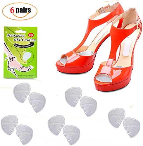 Slim Metatarsal Ball Of Foot Inserts High Heels Feet Reusable Silicone Transparent Gel Insole Cushion Pads Cups Protectors LEVENUSTAR (6 Pairs)
