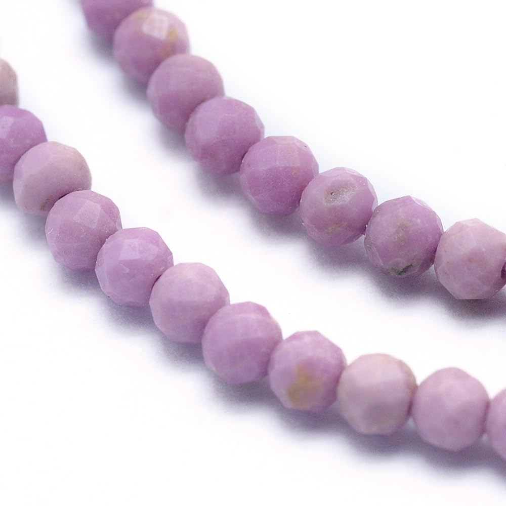 Airssory 130 Pcs 3mm Natural Lepidolite Purple Mica Beads Strands Faceted Round Small Loose Crystal Gemstone Bead Spacer for DIY Jewelry Making