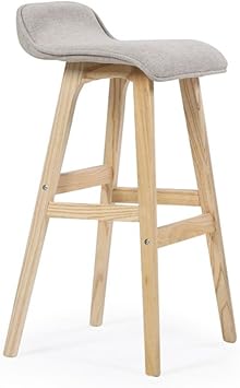 Amazon Com Lh Yu High Stool Modern Kitchen Stools With Natural Wood Legs Bar Stools Cotton Cushion Seat Breakfast Barheight More Comfortable Furniture Decor