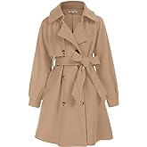 GRACE KARIN Girls Dress Coat Lapel Wool Blend Long Winter Jackets with Pockets Belt 6-14Y