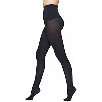 HUE Baroque Split Control Top Tights | Transparent/Opaque Design | S/M & M/L Sizes | Nylon/Spandex