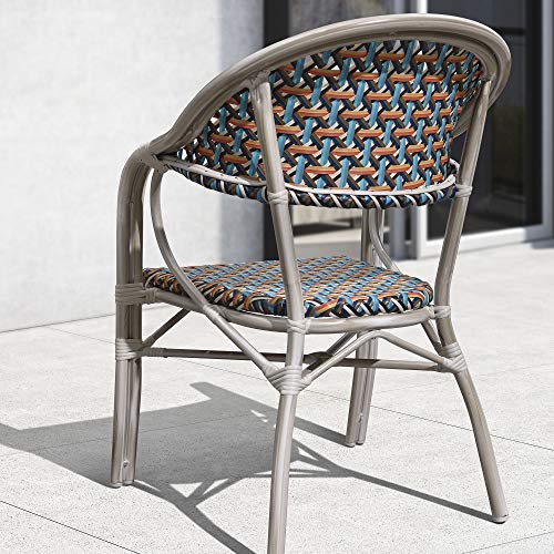 PURPLE LEAF French Patio Bistro Set Rattan Aluminum Large Size 3 Pieces