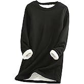 EFOFEI Womens Winter Soft Sherpa Fleece Lined Pullover Crewneck Solid Color Sweatshirt