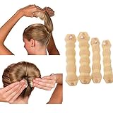 iWenSheneg Hot Buns 4 Pieces Magic Hair Styling Twist Ring Former Shaper Chignon Bun Maker Curler Accessory (2 Large & 2 Small) (Beige)