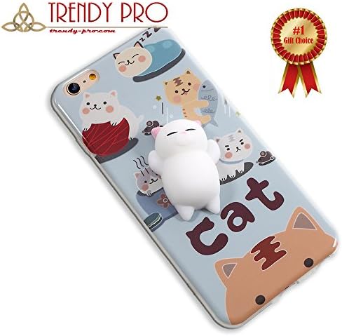 Phone Case Squishy Kawaii Animal - Adorable Mini Squishy Toy Animal Stretch Squeeze Compress Slow Rising Squishy Healing Stress Reduce (Squishy Lazy Cat Blue Phone Case for iPhone7)