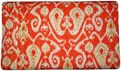 Indian handmade Ikat Throw Kantha Quilt Ralli Gudari Kantha Quilt Blanket Bedding Bedspread
