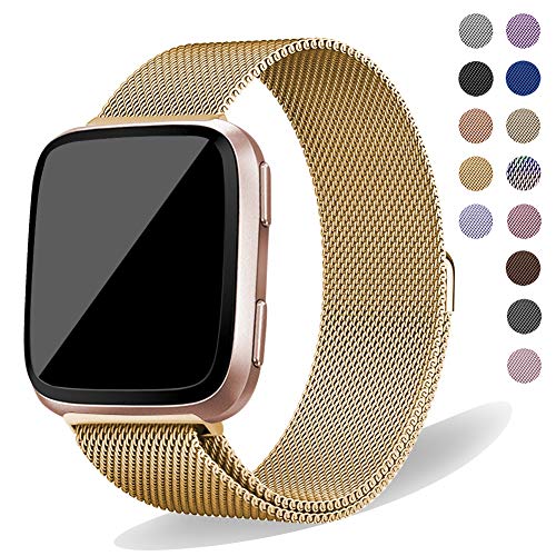 Oitom Compatiable Metal Bands Replacement for Fitbit Versa,Small 5.1"-6.7",Gold