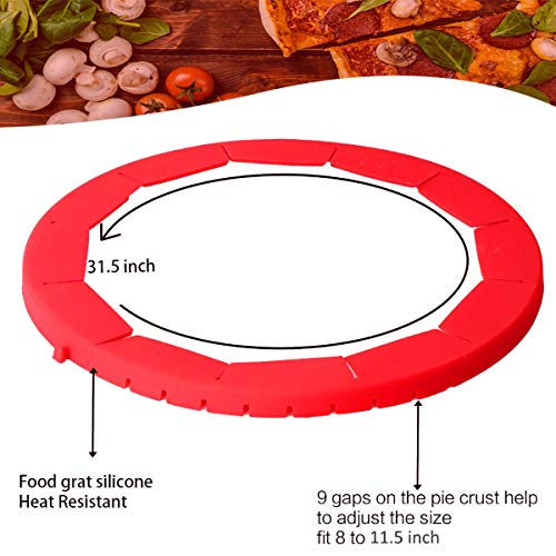 JUSHOOR Pie Crust Shield, Adjustable Pie Crust Protector, FOOD-GRADE Silicone Pie Protectors Cover Kitchen Tool for Baking Pie Pizza, Fit 8-11.5 Inch Pies(4 Pieces, Red)