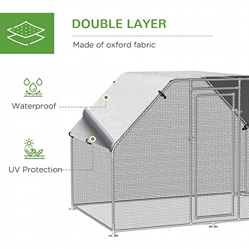 PawHut 110" Chicken Coop Galvanized Metal Hen House Large Rabbit Hutch