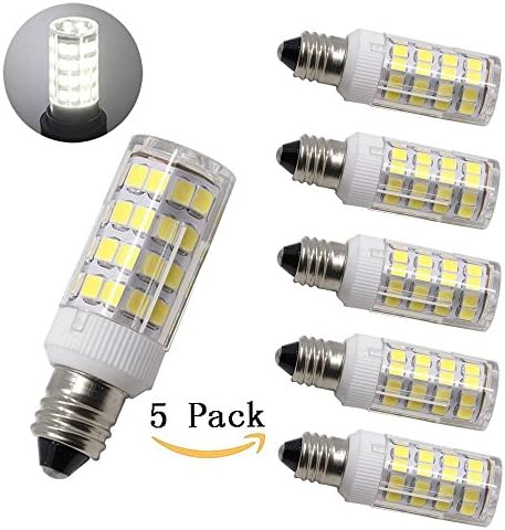 4W E11 Dimmable Bulbs ，Mini Candelabra E11 Base ， T4 /T3 JD Type Clear E11 Light Bulbs, 110V-130V LED Bulb, 40W or 55W Equivalent Halogen Bulb Repalcement 600 Lumens, Daylight 6000K, 5-Pack