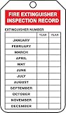 Accuform TRM101CTP Mini Tag,"FIRE Extinguisher Inspection Record", 4-1/4" x 2-1/8", PF-Cardstock, (Pack of 25)