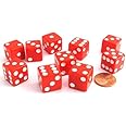 Koplow Games Set of 10 Six Sided D6 16mm Standard Dice Red