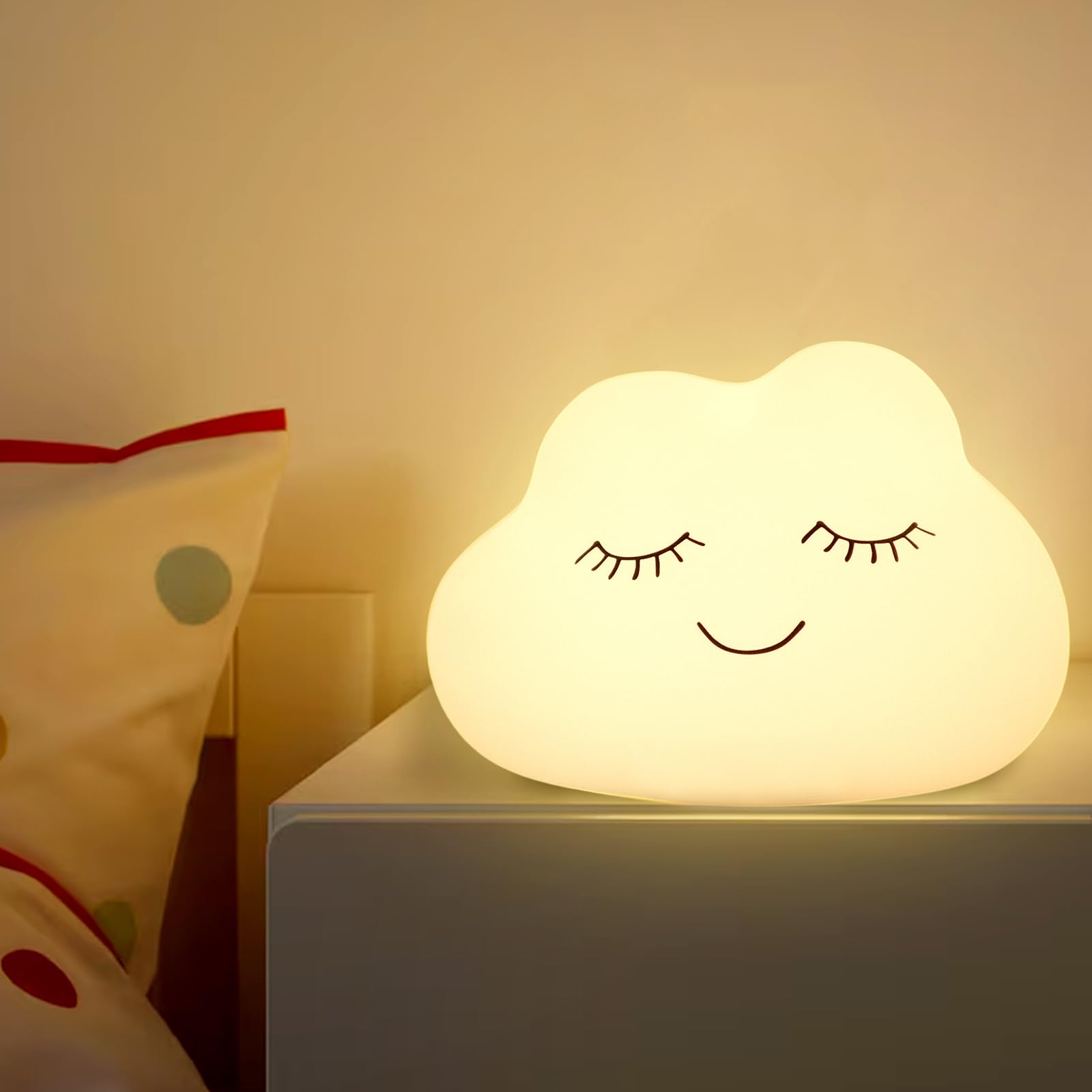AGSTMG Kids Night Light, Soft Silicone Cloud Night Light for Baby, 7 Color Changing Tap Control, Dimmable Warm Light, Squishy Cute Night Lamp for Nursery, Toddler Room Decor