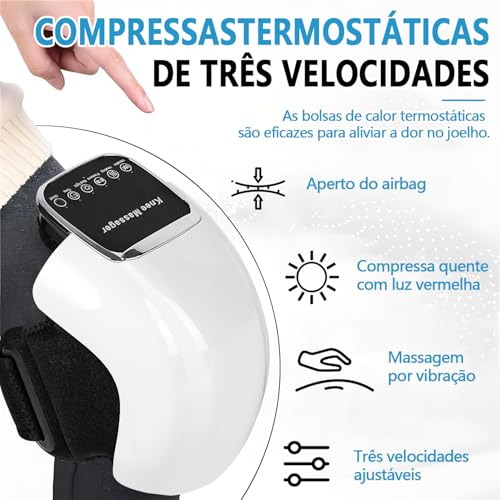 Articure Joelho, Envoltório com 3 Padrões de Calor Ajustáveis, Intensidade, Massageador Eletrico, Joelho Sem Fio, Massageador de Pé，Vibração Elétrica, Joelheira