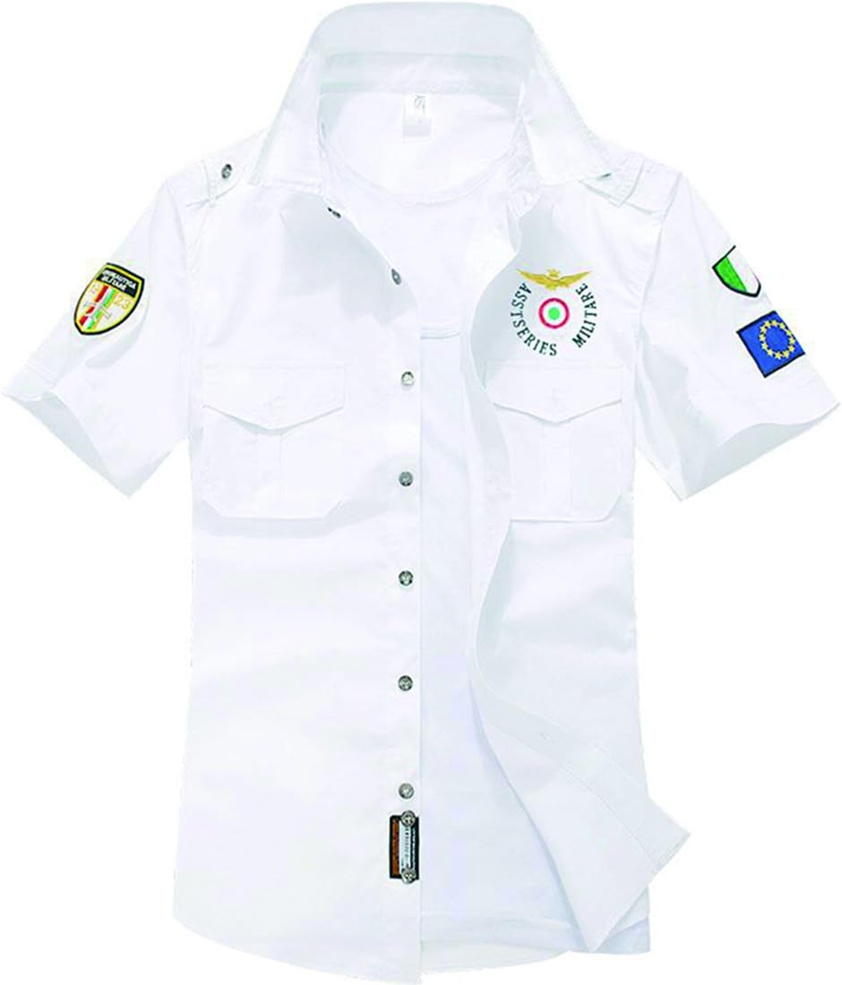 SAINDERMIRA Unisex Air Force One Military Addictive Cotton Shirts with Embroidery