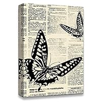 Canvas Wall Art Butterfly On The Newspaper Canvas Prints Home Artwork Decoration for Living Room,Bedroom - 12x18 inches