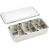TIKUSAN Stainless Steel Seasoning Container Yakumi Pan Spice Storage Box Tray with Lid Medium Size Made in Japan (3 Containers)