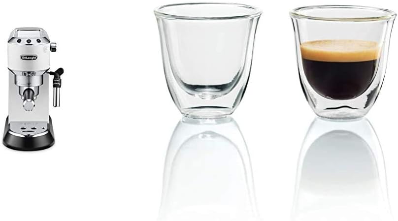 Blanco EC685.W Juego de 2 vasos premium para espresso Cafetera para  Espresso y Cappuccino Delonghi Dedica Cafetera de Bomba de Acero Inoxidable  para Café Molido o Monodosis Café y té Cafeteras