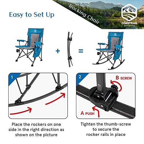 Coastrail Outdoor Folding Rocking Chair with Detachable Rockers 2 in 1