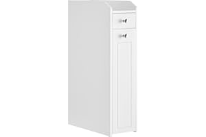 VASAGLE Slim Storage Cabinet, Narrow Storage Organizer with Slide Out Drawers, Freestanding Toilet Paper Holder, Small Space 
