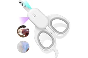PAKEWAY Pet Nail Clipper with LED & -U-V Light, Cat Claw Trimmer with Ultra Bright LED Light for Nail Bloodline to Avoid Over Cutting, Sharp Angled Blade Grooming Tool for Dog Cat Rabbit Small Animals