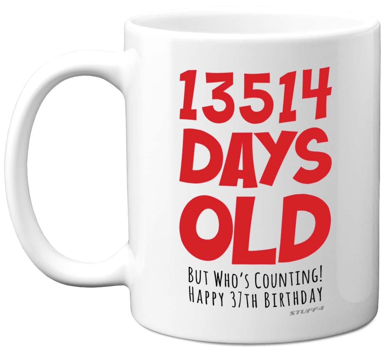 37th Birthday Mug Gift for Men Women Him Her - 13514 Days Old - Funny Adult Thirty-Seven Thirty-Seventh Happy Birthday Present for Brother Dad Mum Uncle Auntie, 11oz Ceramic Dishwasher Safe Mugs