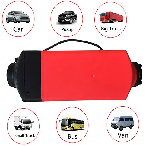 TABODD New 12V Air Diesel Fuel Heater 5KW Vehicle Heater LCD Monitor Silencer 5000W for Trucks Boats Bus Car Motor-Homes Red