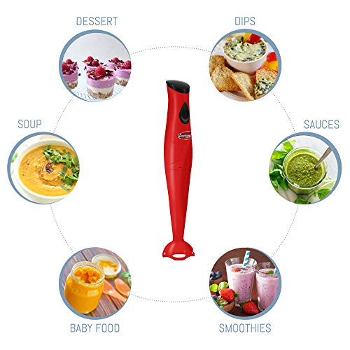 Elite Gourmet EHB2425R Electric Immersion Hand Blender, Mixer, Chopper
