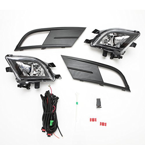 LEDIN for 2015 2016 Volkswagen Jetta Clear Lens Fog Lights Set with Wire Harness + Bezel + Switch + Bulbs