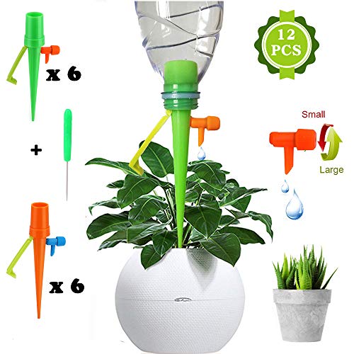 Tearcam Plant Self Watering Spikes Devices, Automatic Plant Irrigation Garden Plant Watering System with Slow Release Control for Indoor & Outdoor Drip, 12 PCS Suitable for All Bottles