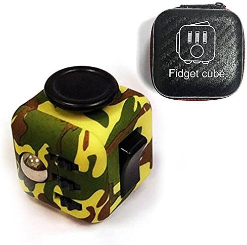 Parit Fidget Cube Original Toys with Clickable Ball for Children and Adult Relieves Stress and Anxiety with Zipper Case Gift Toys (Camo Green)