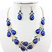 Firstmeet Shiny Resin Water Drop Collar Necklace with Earrings