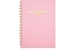 LAXAMOTEL Accounting Ledger Book - A5 Check Register for Small Businesses & Personal Use, Undated Account Book for Tracking Money, Expenses, Deposits & Balance, 6.5" x 8.5" (Pink)