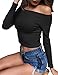 Haola Women's Casual Basic Soft Stretchy Crop Top Off Shoulder Long Sleeve Tees