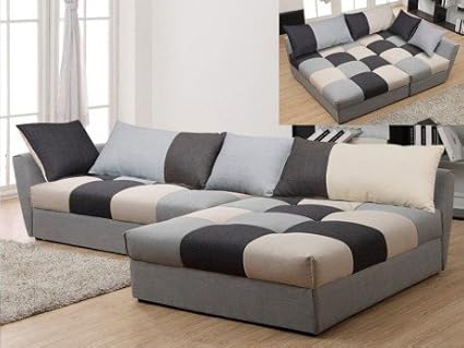 Corner Sofa Grey Fabric Sofa Based Right Angle Amazonco