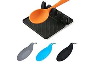 Kitchen Silicone Utensil Rest ，Silicone Spoon Rest- BPA-Free，Set of 4 ，Durable Spoon Rest with Drip Pad - Heat-Resistant for 