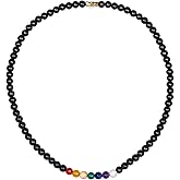 Lightock Reiki 7 Chakra Obsidian Beaded Necklace Protection Spiritual Crystals Meditation Yoga Necklaces for Women and Men Good Luck Jewelry