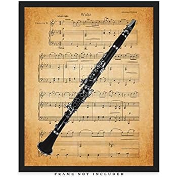 Vintage Clarinet Sheet Music Wall Art Print: Unique Room Decor for Boys, Men, Girls & Women - (8x10) Unframed Picture - Great Gift Idea Under $15 for Music Lovers!