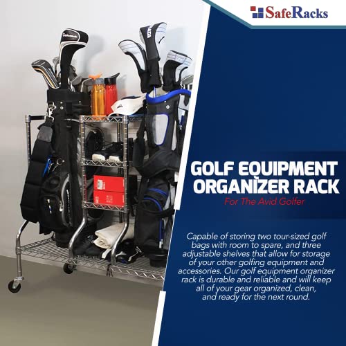SafeRacks Golf Equipment Organizer Rack, Golf Bag Storage Rack for Garage, HeavyDuty