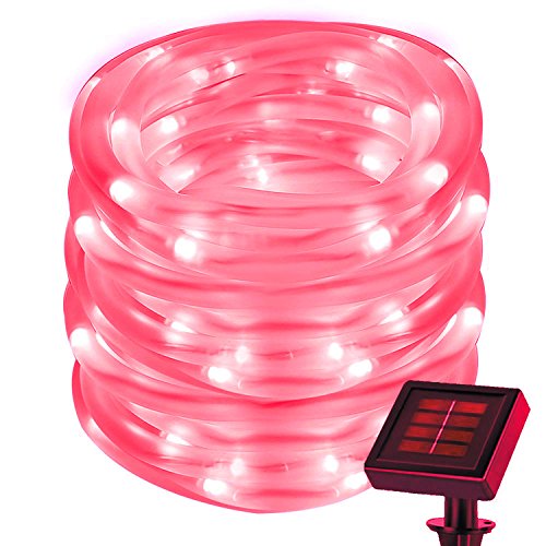 cuzile 50 LED Solar Rope Lights Red String Light Outdoor Waterproof Ideal for Decorations Christmas Gardens Lawn Patio Weddings Parties