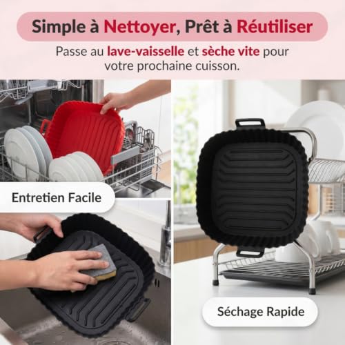 Moule en Silicone pour Air Fryer, 2 pièces, Réutilisable, Accessoire Air Fryer compatible avec Philips, Ninja, Cosori, Moulinex, Tefal et autres Air Fryers XL et XXL