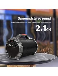 Altavoz con Bluetooth, potente boombox de karaoke para exteriores. Cilindro estéreo de graves mejorado con subwoofer de 24 W de 6 pulgadas, soporte de radio FM, USB, SD,AUX, ideal para oficina y fiestas de viaje (micrófono inalámbrico incluido).