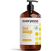 Everyone 3-in-1 Soap, Body Wash, Bubble Bath, Shampoo, 32 Ounce (Pack of 1), Coconut and Lemon, made with Essential Oils for Men and Women