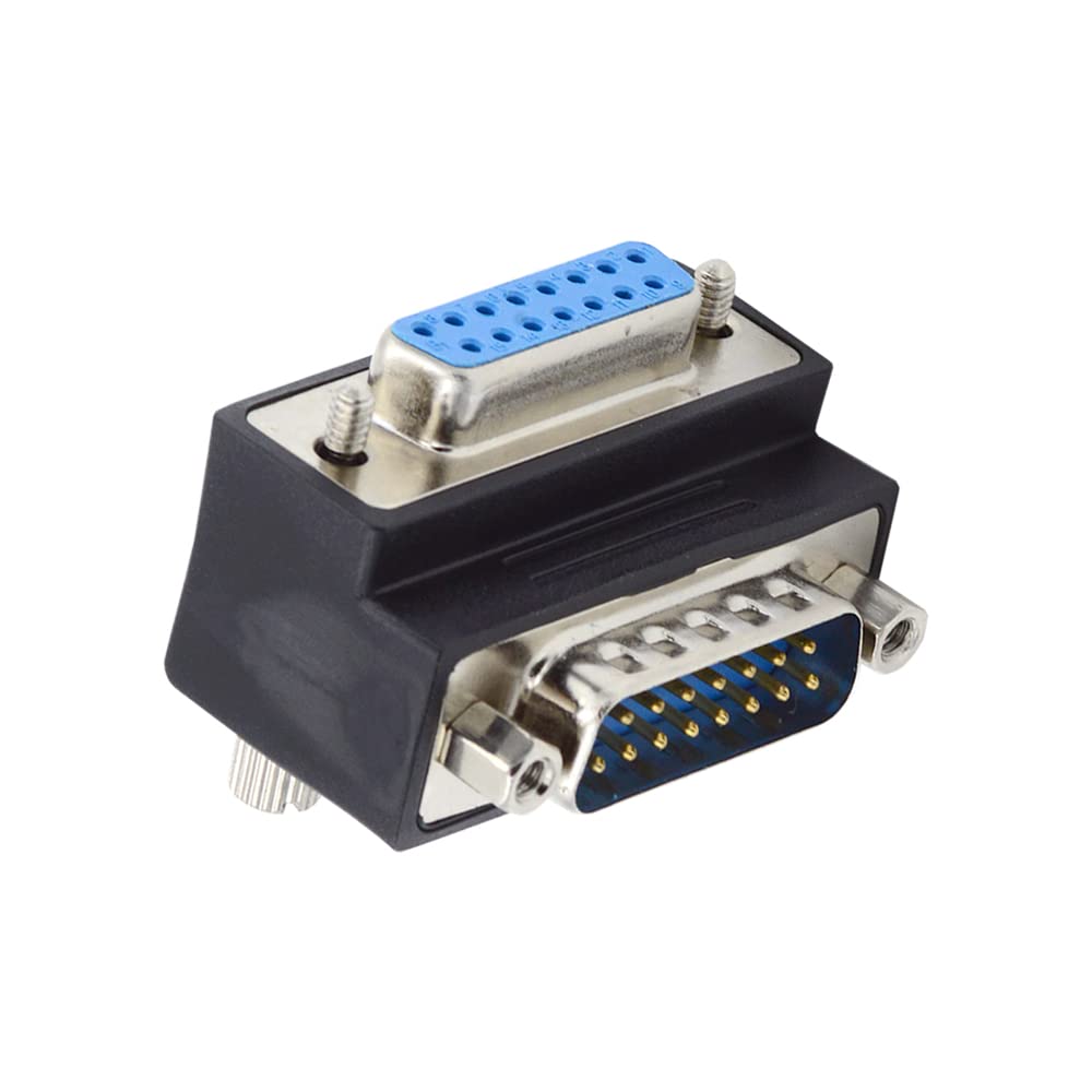 NFHK DSUB RS232 D-subminiature 15pin Male Nut to Female Screw Extension Adapter DB Connector Down 90 Degree Angled