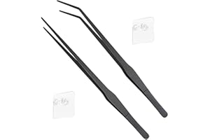 INITIAL LEAF Aquarium Long Tweezers 15 inch Reptile Fish Feeding Tongs Stainless Steel Straight Curved Tweezer Long Handled Gardening Bonsai Tool Tank Aquatic Plant Saltwater Kit